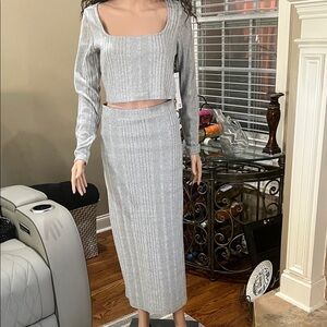 Madden Girl Silver Skirt Set